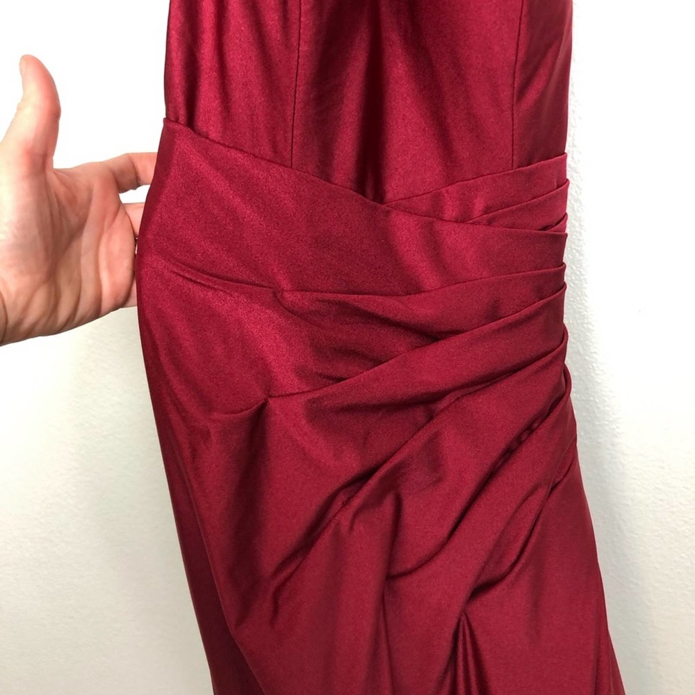 LA FEMME 26141 Burgundy High Neck Low back Gown - Picture 3 of 16